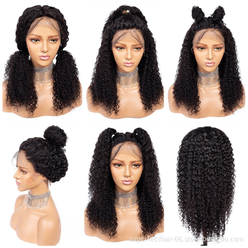 100% Brazilian 12 inch-30 inch Human Hair Wig Transparent Swiss lace wig,Kinky Curly Cuticle Aligned Lace Front Wig